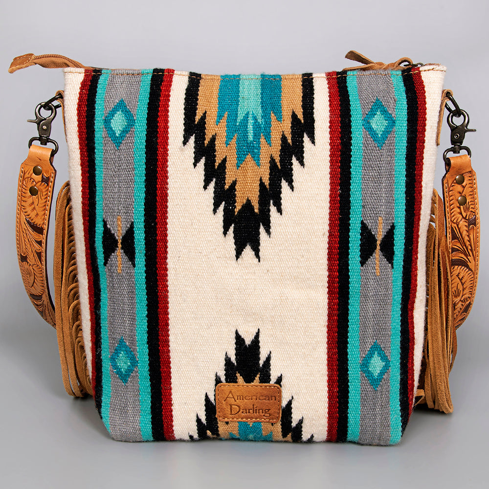 American Darling ADBG210DAR Signature Crossbody Hand Tooled Saddle Blanket Genuine Leather Women Bag Western Handbag Purse