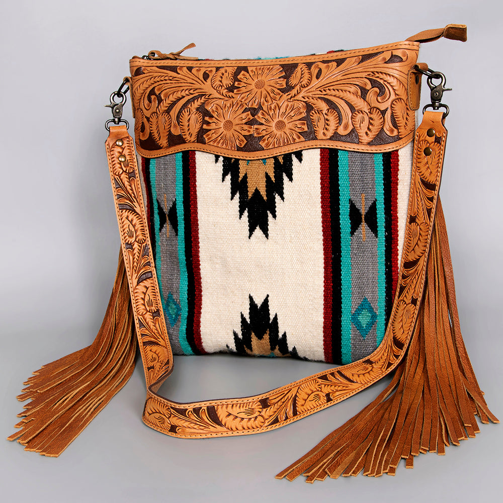 American Darling ADBG210DAR Signature Crossbody Hand Tooled Saddle Blanket Genuine Leather Women Bag Western Handbag Purse