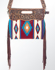 American Darling Clutch Hand Tooled Saddle Blanket Fabric Genuine Leather Western Women Bag Handbag Purse | Purses for Cute