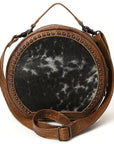 American Darling ADBG352BRW Canteen Hair On Genuine Leather Women Bag Western Handbag Purse