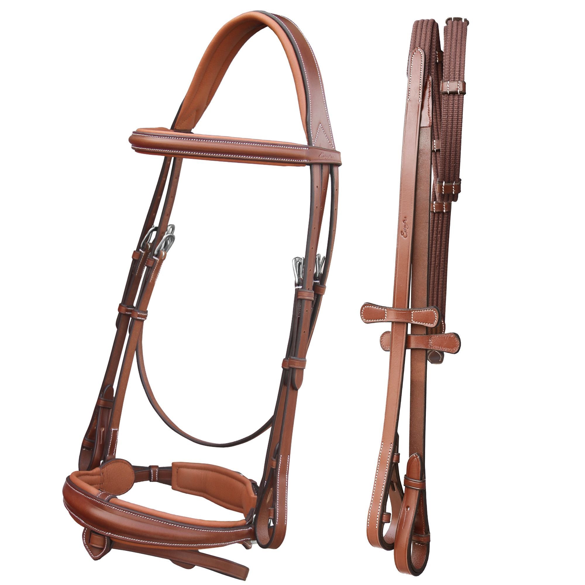 ExionPro Dressage Bridle: Mono Crown, Raised Browband, Anatomical Noseband, Detachable Flash &amp; Web Reins