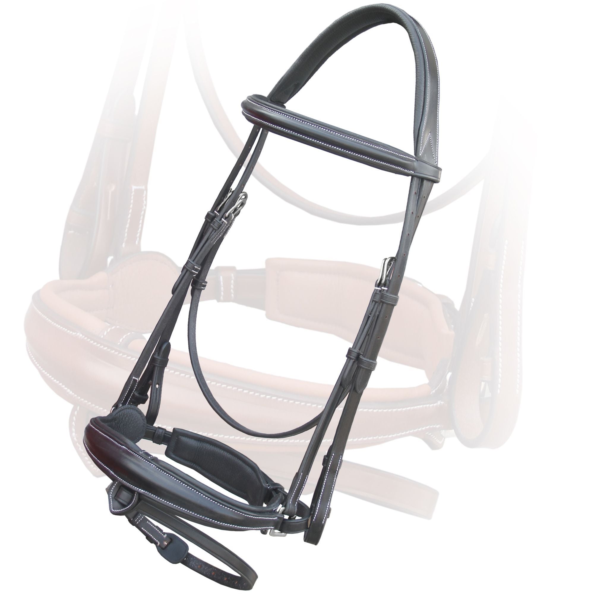 ExionPro Dressage Bridle: Mono Crown, Raised Browband, Anatomical Noseband, Detachable Flash &amp; Web Reins