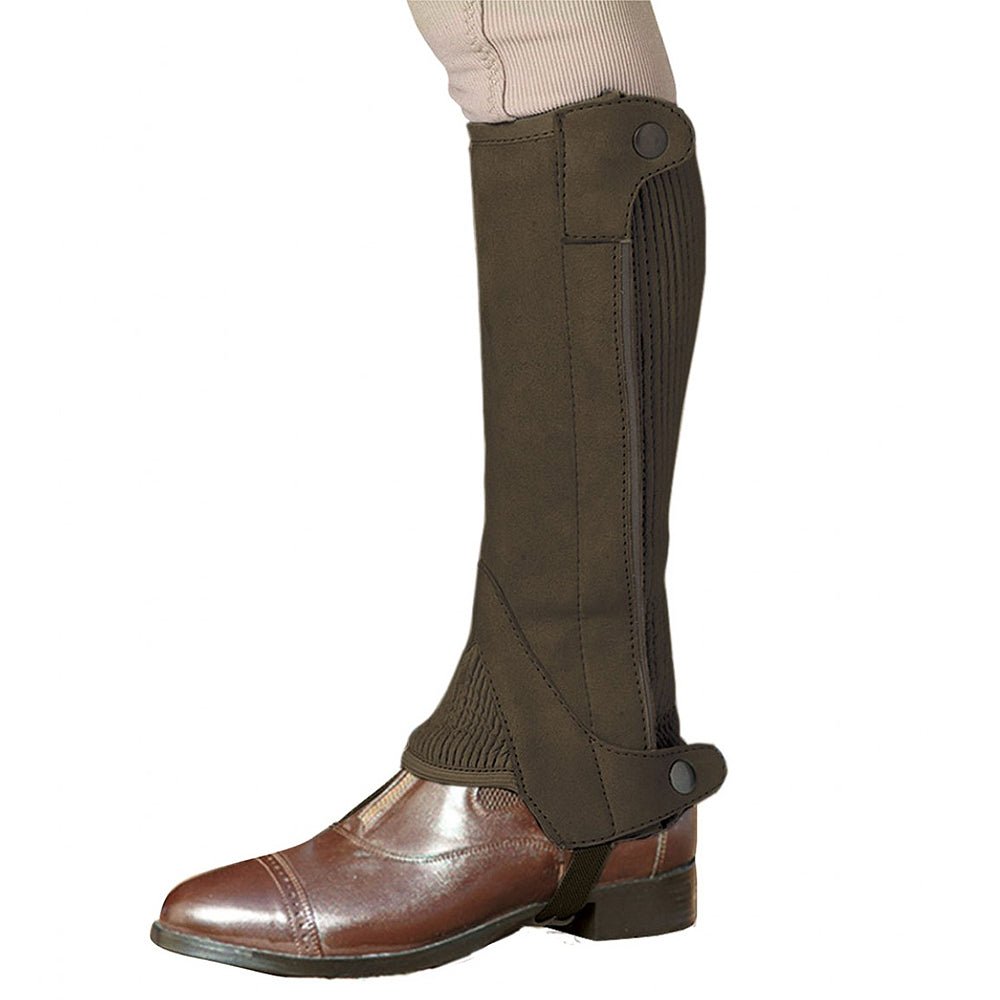 X Small Ovation Ladies Half Chaps Elite Amara Ribbed Dark Brown