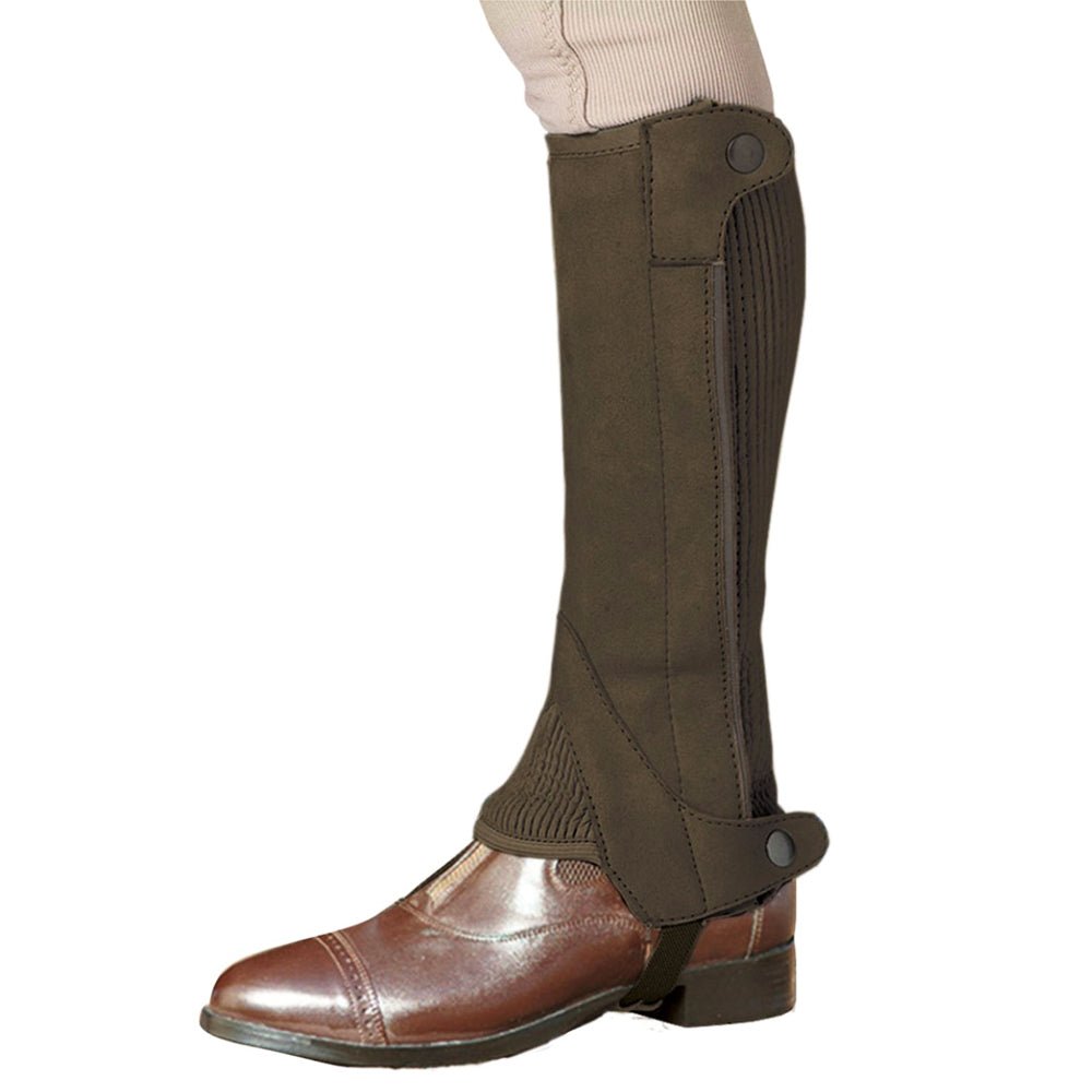 Ovation Child Elite Amara Half Horse Riding Chaps Ribbed Panel Dark Brown