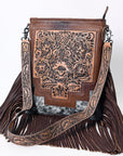 American Darling Messenger Hand Tooled Hair On Genuine Leather Women Bag Western Handbag Purse
