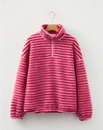 Stripe Fleece Quarter Zip Oversize Sweatshirt