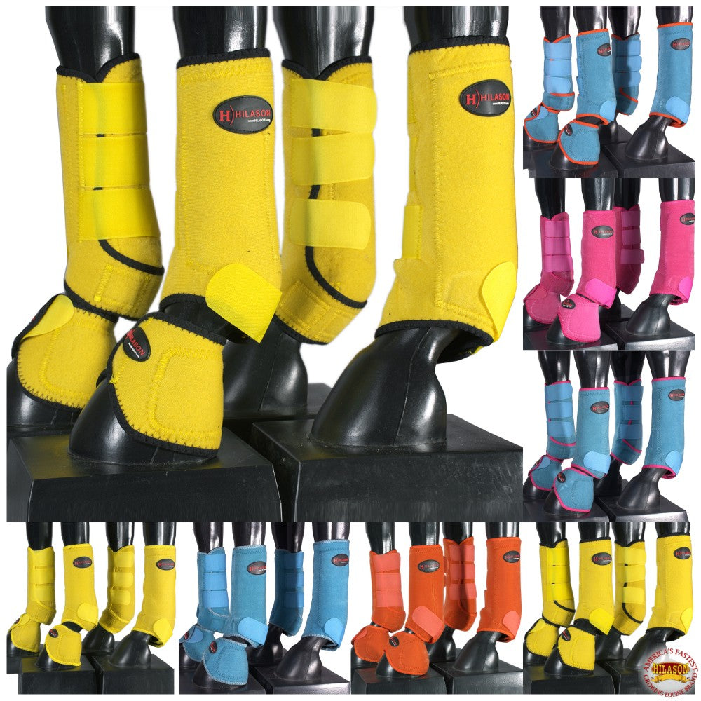 HILASON L M S Horse Front Rear Hind Leg Sport Boots &amp; Bell Boots 6 Pack
