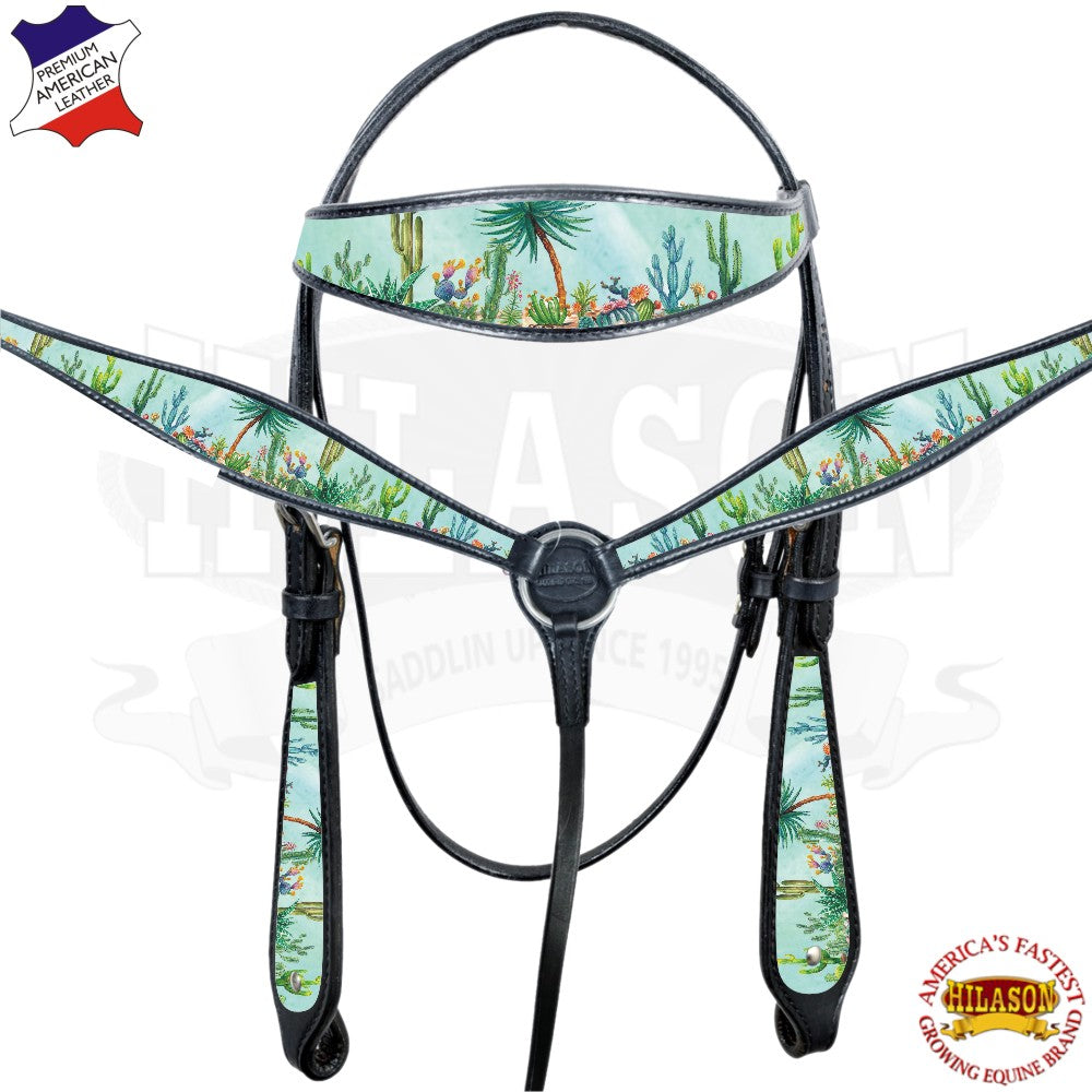 HILASON Western Horse Headstall Breast Collar Set American Leather | Tack for Horses