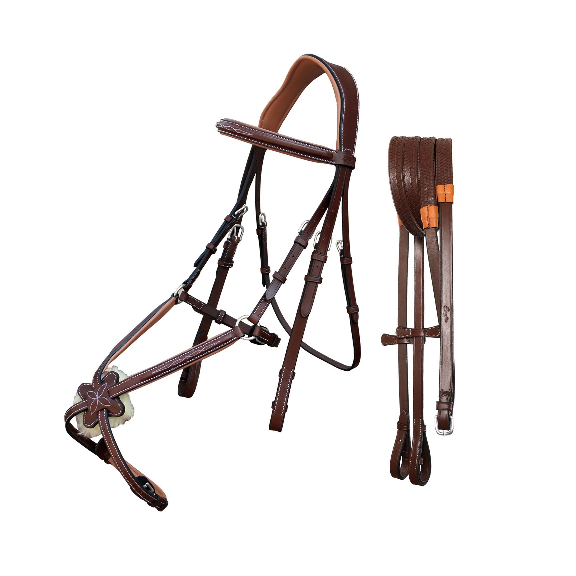 ExionPro Padded Ear Free Monocrown Crown Piece Figure 8 Bridle &amp; Reins