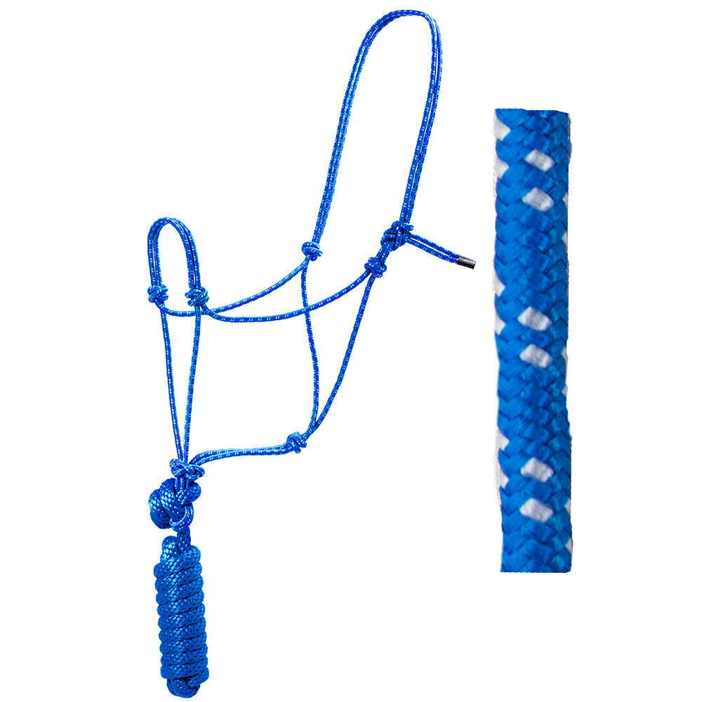 Hilason Basic Two-Toned Poly Rope Halter with 8' Lead – Durable, Lightweight &amp; Hardware-Free