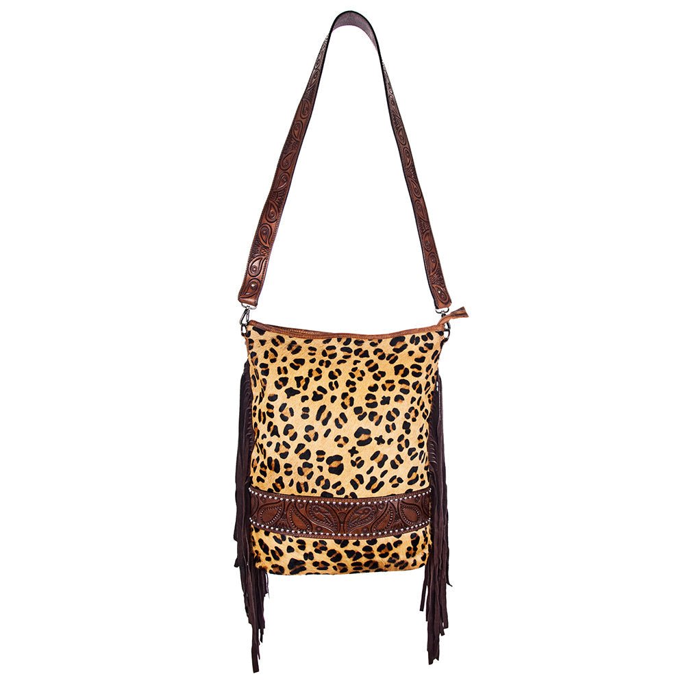 American Darling Large Crossbody Hand Tooled Hair On Genuine Leather Women Bag Western Handbag Purse