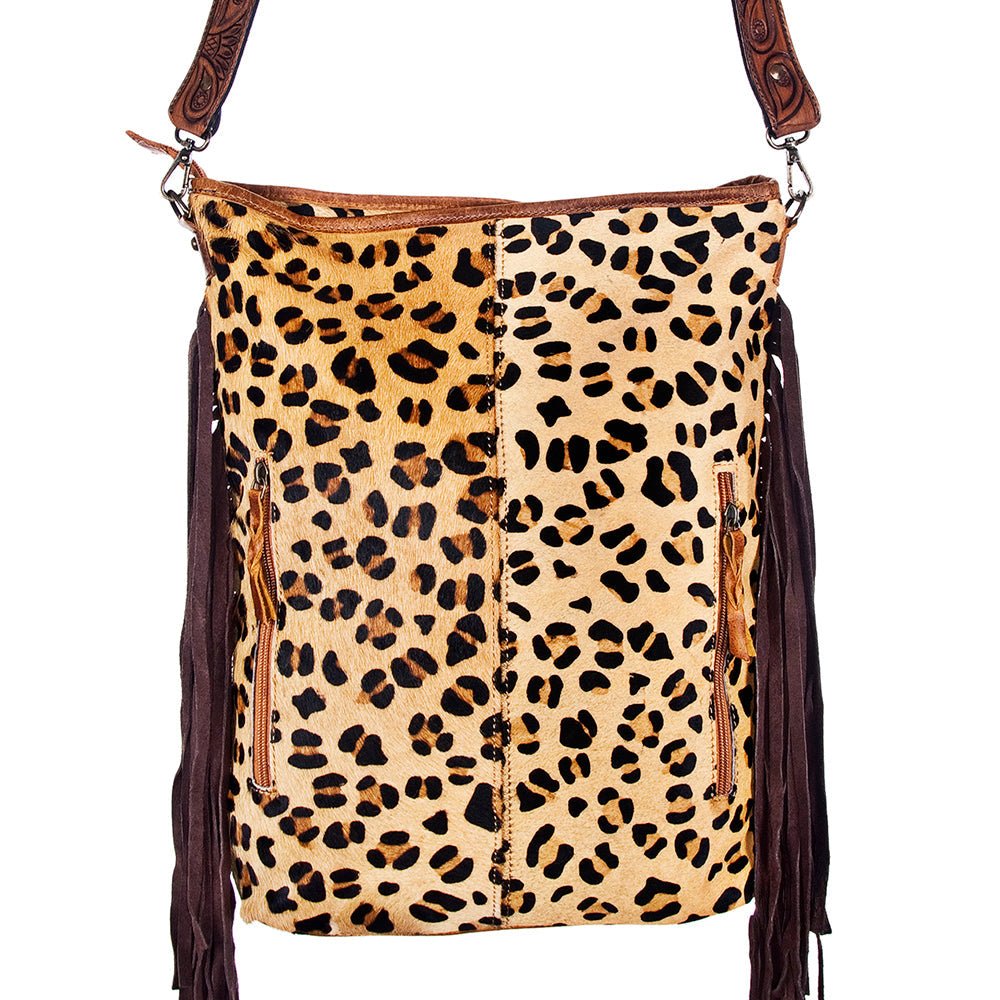 American Darling Large Crossbody Hand Tooled Hair On Genuine Leather Women Bag Western Handbag Purse
