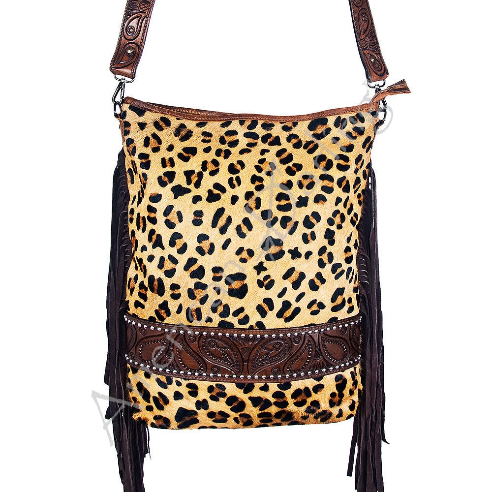 American Darling Large Crossbody Hand Tooled Hair On Genuine Leather Women Bag Western Handbag Purse