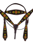 Western Horse Headstall Breast Collar Set American Leather Brown Hilason