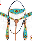 HILASON Western Horse Headstall Breast Collar Set American Leather Beaded | Tack for Horses