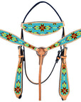 HILASON Western Horse Headstall Breast Collar Set American Leather Beaded | Tack for Horses