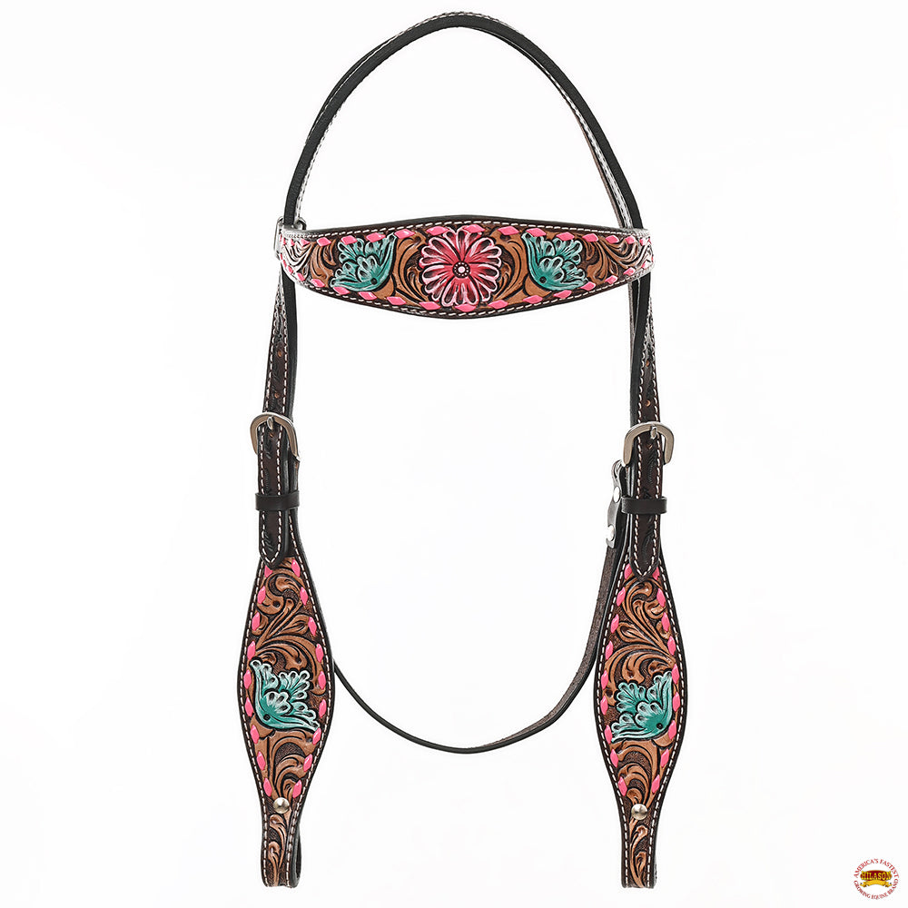 HILASON Western Horse Breast Collar Tack American Leather Floral Carving Dark Brown