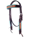 HILASON Western Horse Headstall & Breast Collar American Leather Floral Carving