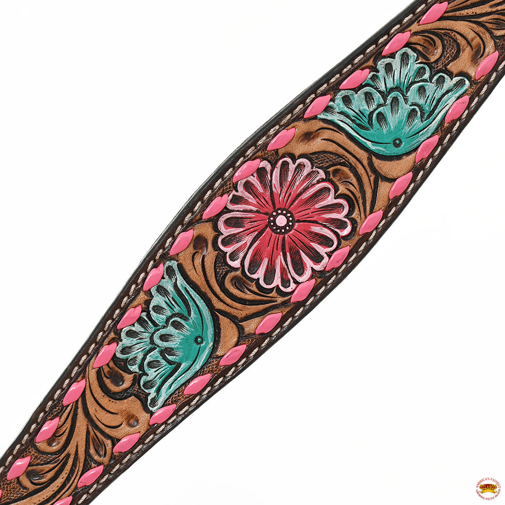 HILASON Western Horse Headstall Breast Collar &amp; Spur Strap Tack Set American Leather Floral Carving