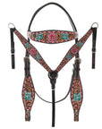 Hand-Carved Leather Western Headstall And Breast Collar Set For Training And Showing