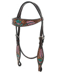 Hand-Carved Leather Western Headstall And Breast Collar Set For Training And Showing