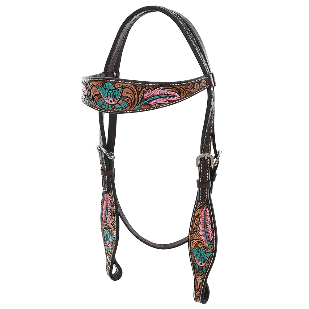 HILASON Western Horse Headstall Breast Collar Spur Strap American Leather Floral