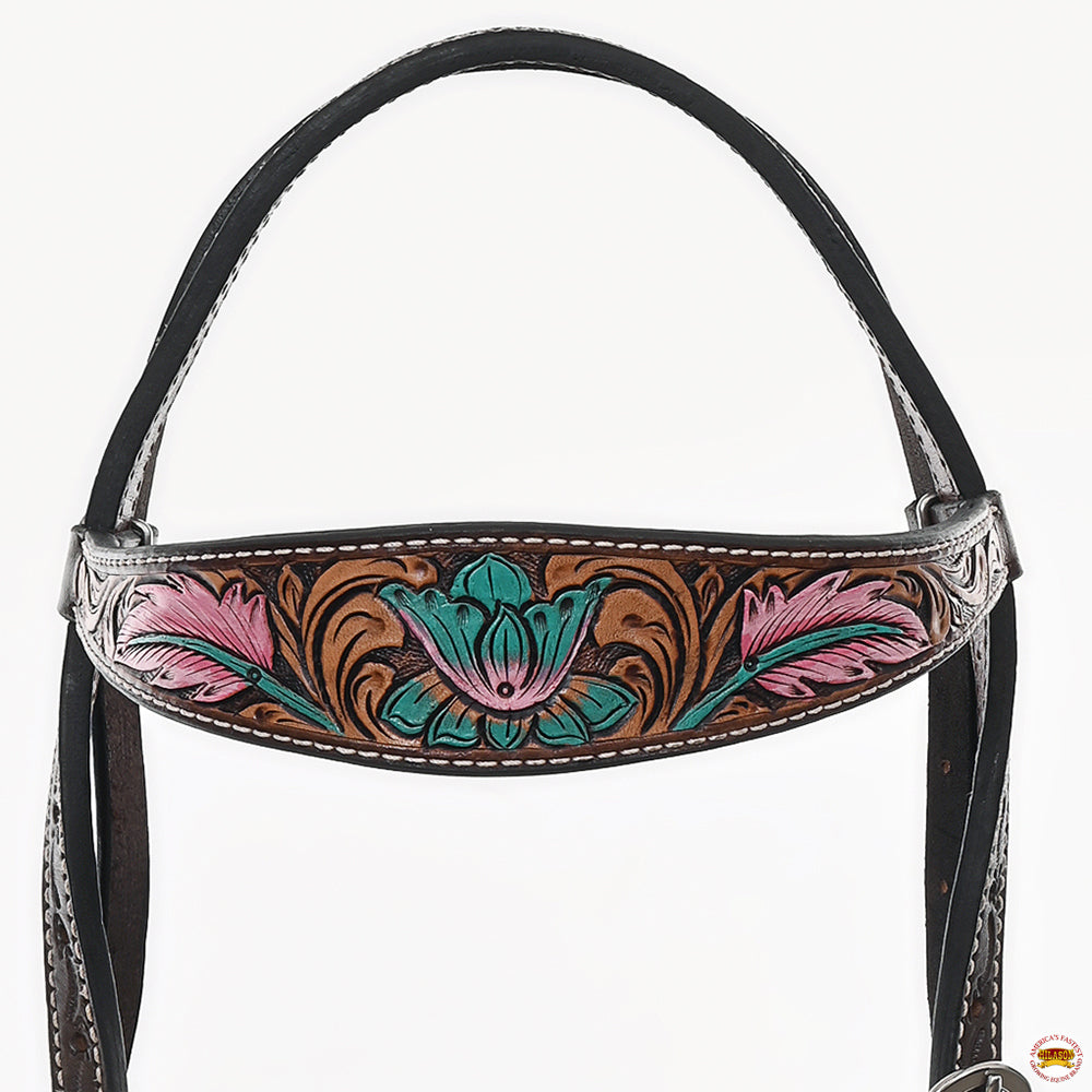 HILASON Western Horse Headstall Breast Collar Spur Strap American Leather Floral
