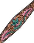 HILASON Floral Painted Beaded American Leather Horse Headstall Breast Collar