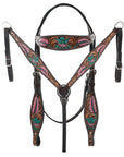 HILASON Western Horse Headstall Breast Collar Spur Strap American Leather Floral