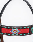 Western Horse Headstall And Floral Beaded Leather Breast Collar