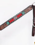 Western Horse Headstall And Floral Beaded Leather Breast Collar
