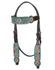 Hand-Carved Leather Western Headstall And Breast Collar Set For Training And Showing