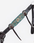 HILASON Floral Painted Beaded American Leather Horse Headstall Breast Collar
