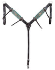 Hand-Carved Leather Western Headstall And Breast Collar Set For Training And Showing