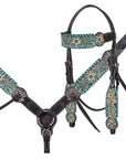 Hand-Carved Leather Western Headstall And Breast Collar Set For Training And Showing