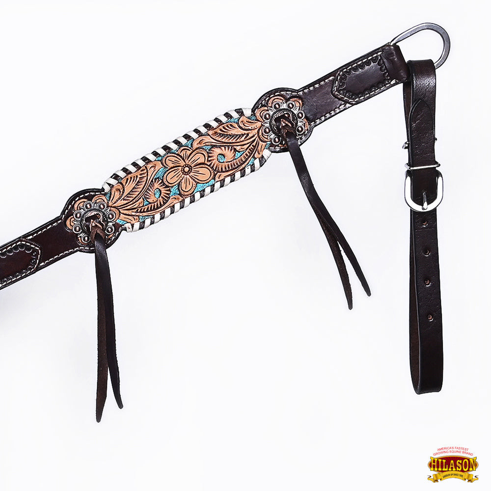 HILASON Western Horse Headstall &amp; Breast Collar American Leather Floral