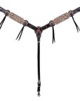 HILASON Floral Painted Beaded American Leather Horse Headstall Breast Collar