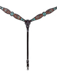 HILASON Floral Painted Beaded American Leather Horse Headstall Breast Collar
