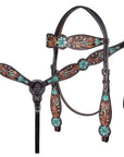 Hand-Carved Leather Western Headstall And Breast Collar Set For Training And Showing