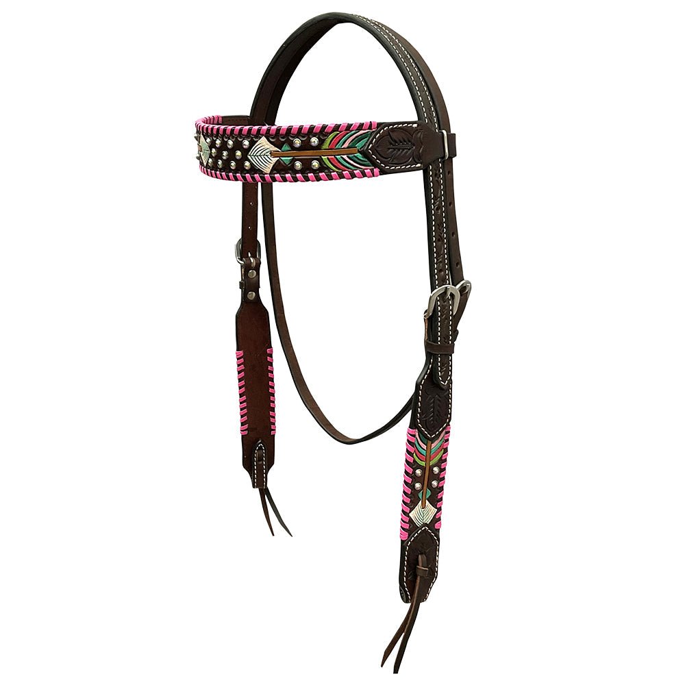 Hand-Carved Leather Western Headstall And Breast Collar Set For Training And Showing