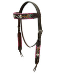 HILASON Western Horse Headstall Breast Collar American Leather Buckstich Brown