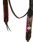 HILASON Floral Painted Beaded American Leather Horse Headstall Breast Collar