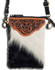 American Darling Hand Tooled Hair On Genuine Leather Women Bag Western Handbag Purse