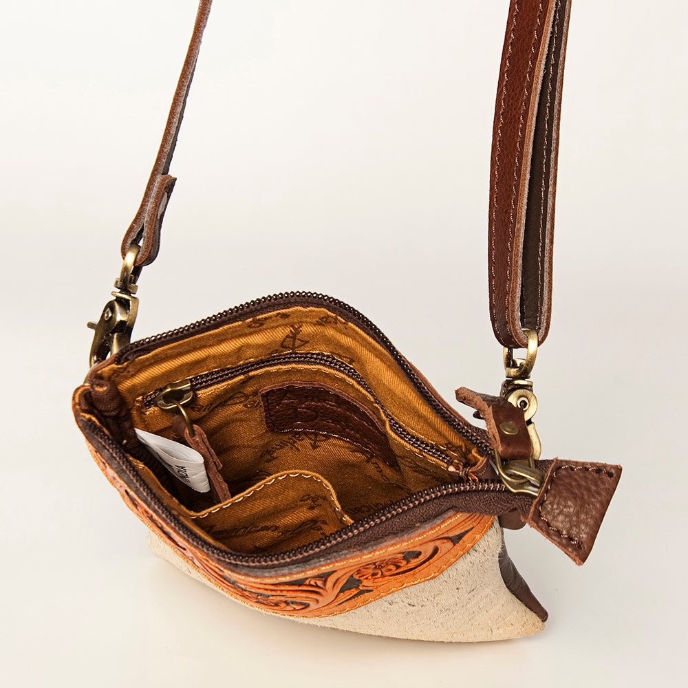 American Darling Hand Tooled Hair On Genuine Leather Women Bag Western Handbag Purse