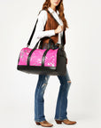 American Darling Handmade Leather Duffle Bag for Women, Cowhide Travel Handbag with Shoulder Strap