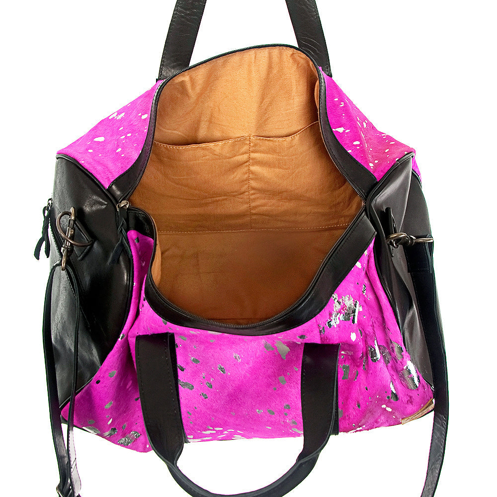 American Darling Handmade Leather Duffle Bag for Women, Cowhide Travel Handbag with Shoulder Strap