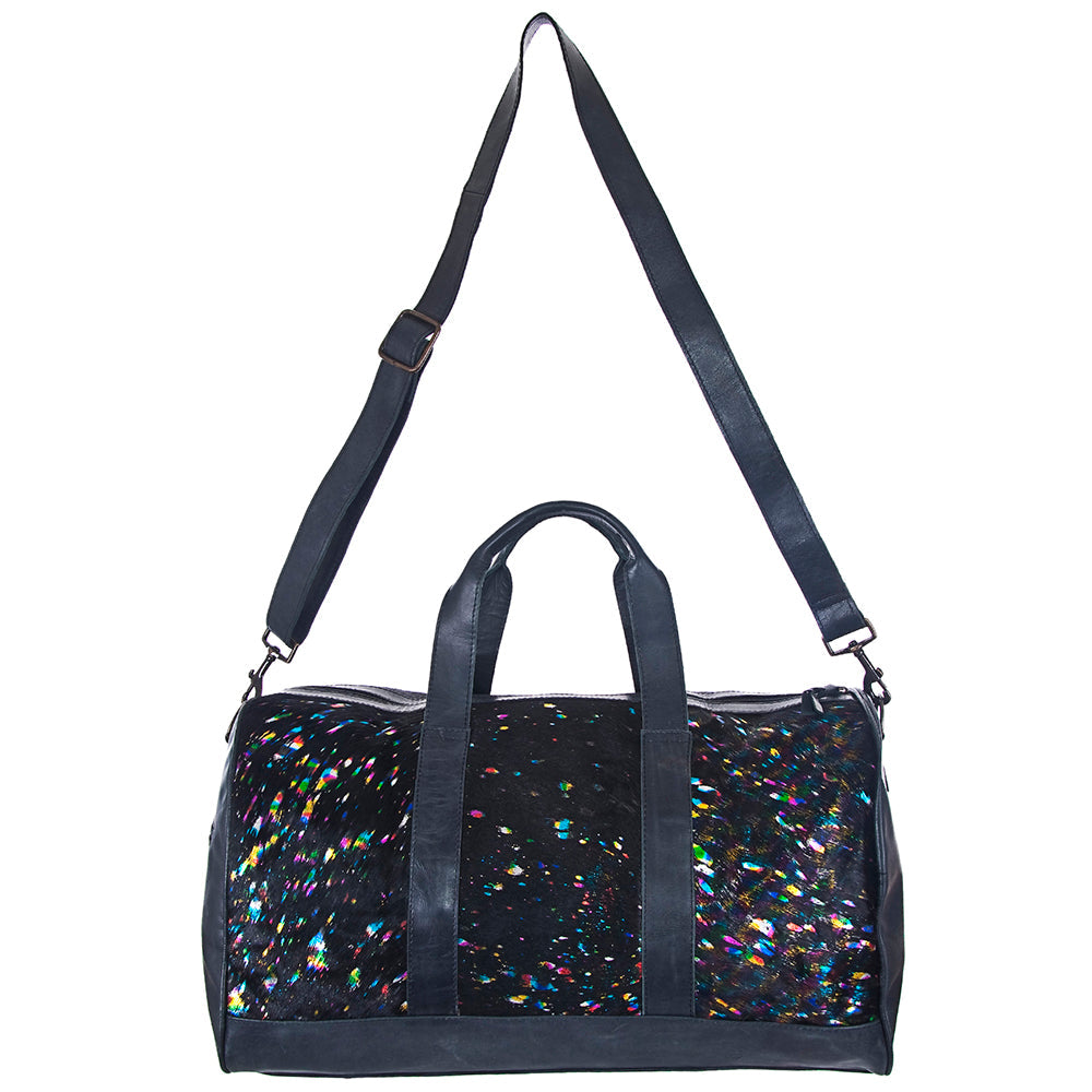 American Darling ADBGS174BKBR Duffel Hair On Genuine Leather Women Bag Western Handbag Purse