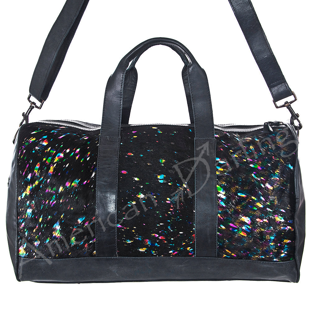 American Darling ADBGS174BKBR Duffel Hair On Genuine Leather Women Bag Western Handbag Purse