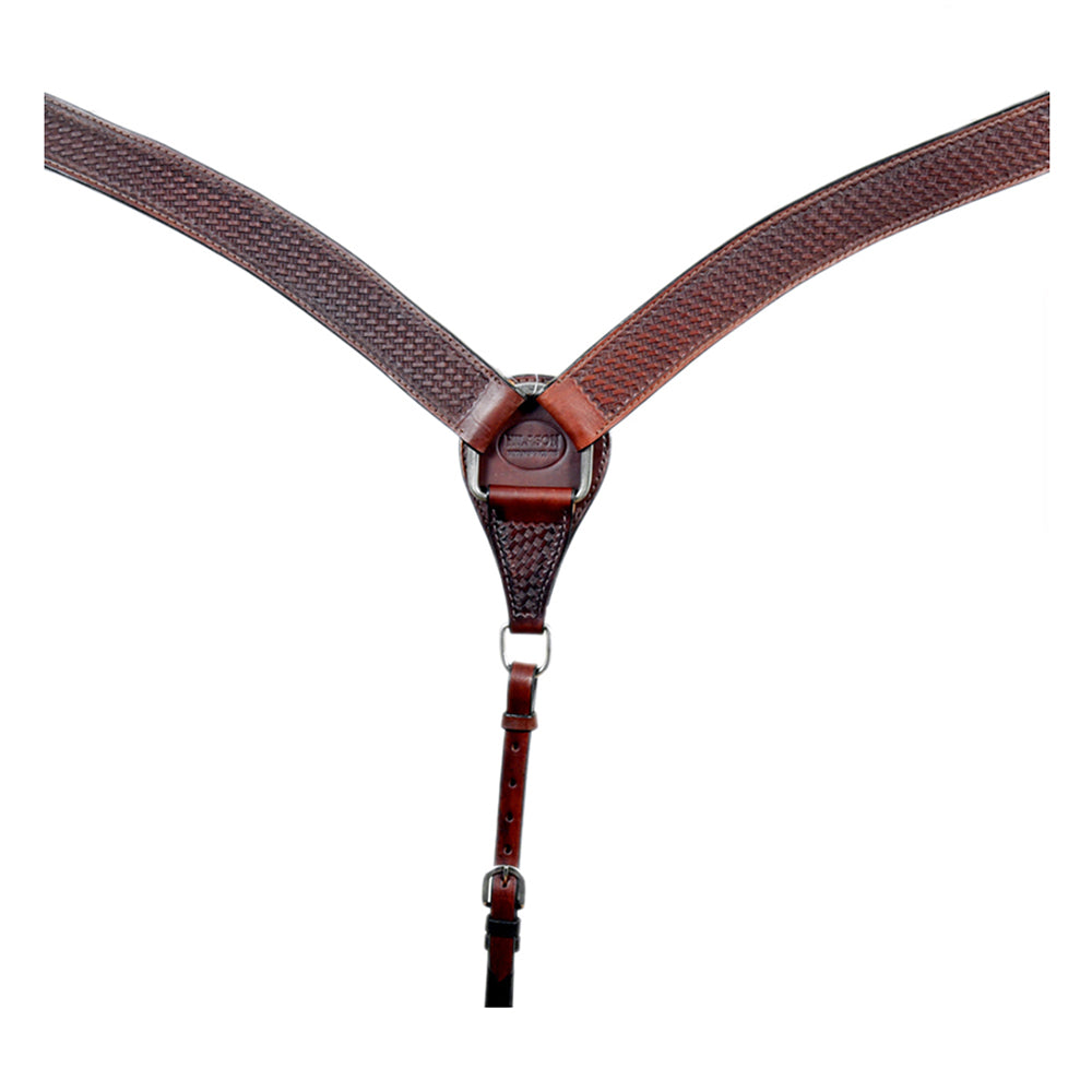 HILASON Western Horse Leather Headstall &amp; Breast Collar Set Basket Chocolate