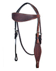 HILASON Western Horse Leather Headstall & Breast Collar Set Basket Chocolate